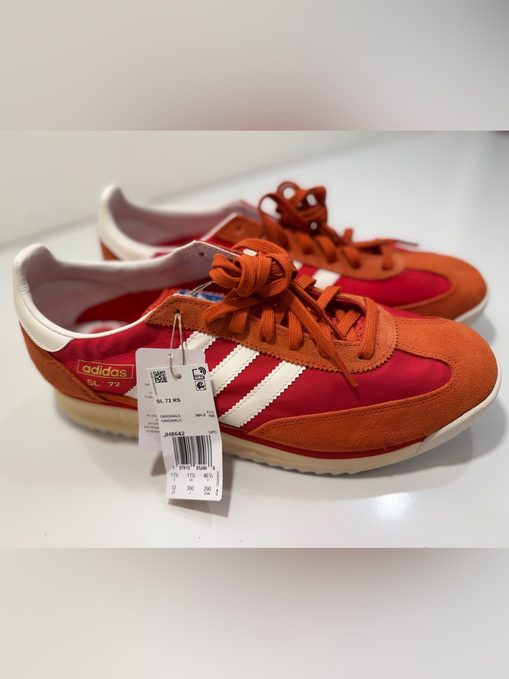 NWT ADIDAS SL '72 RS Red & WHITE LOW TOP  MEN’S SZ 12